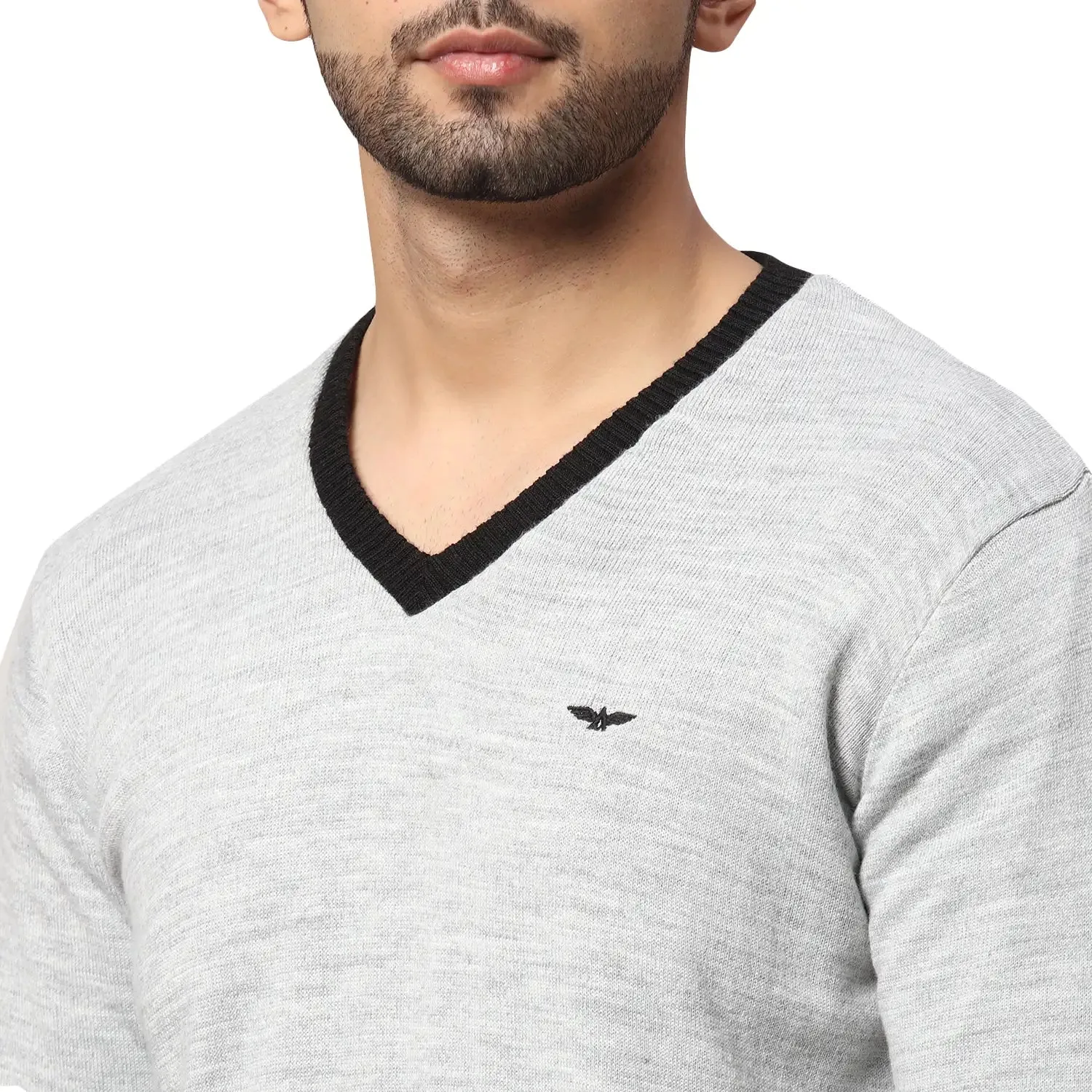 Men Black Regular Fit Solid Acrylic Blend Full Sleeve V Neck Collar Sweaters