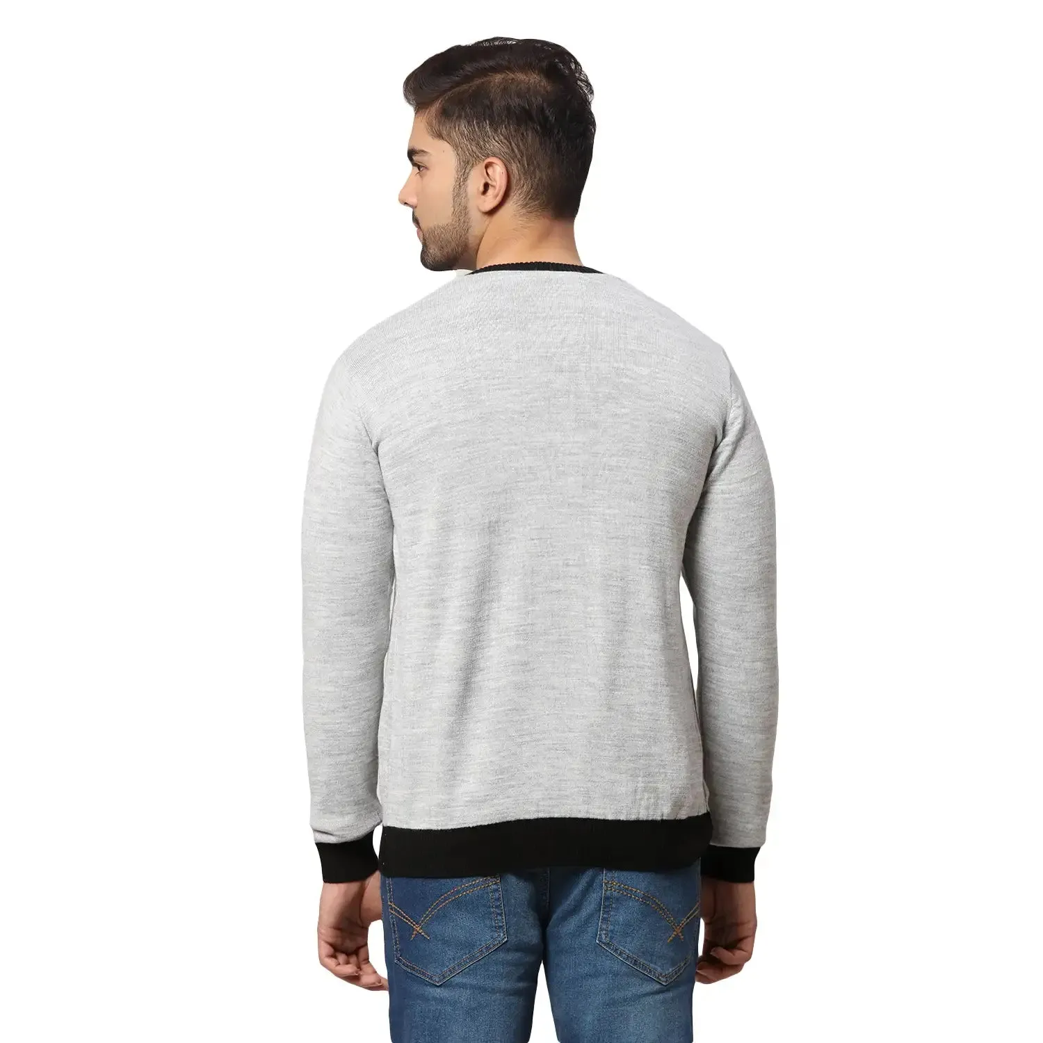 Men Black Regular Fit Solid Acrylic Blend Full Sleeve V Neck Collar Sweaters
