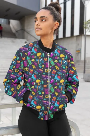Retro Pop Art Bomber Jacket: Retro Statement Style - Trendy Outerwear for All