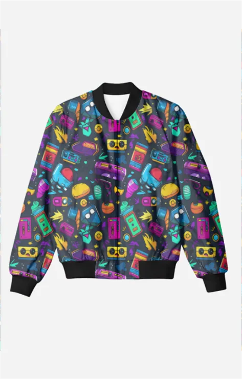 Retro Pop Art Bomber Jacket: Retro Statement Style - Trendy Outerwear for All