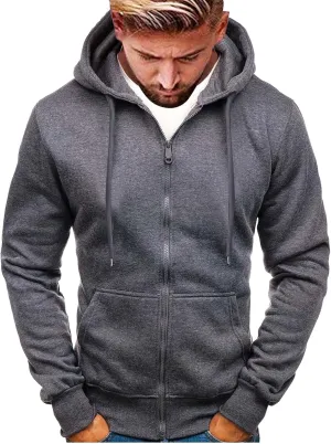 Zip Up Hoodies for Men Casual Pullover Hoodie Fall Winter Drawstring Hooded Sweatshirts Long Sleeve Hoodie